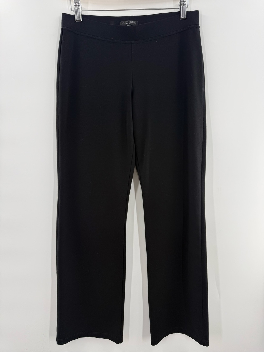 Eileen Fisher Pull On Style Straight Leg Ponte Pants Deep Black Small Petite - Picture 2 of 8